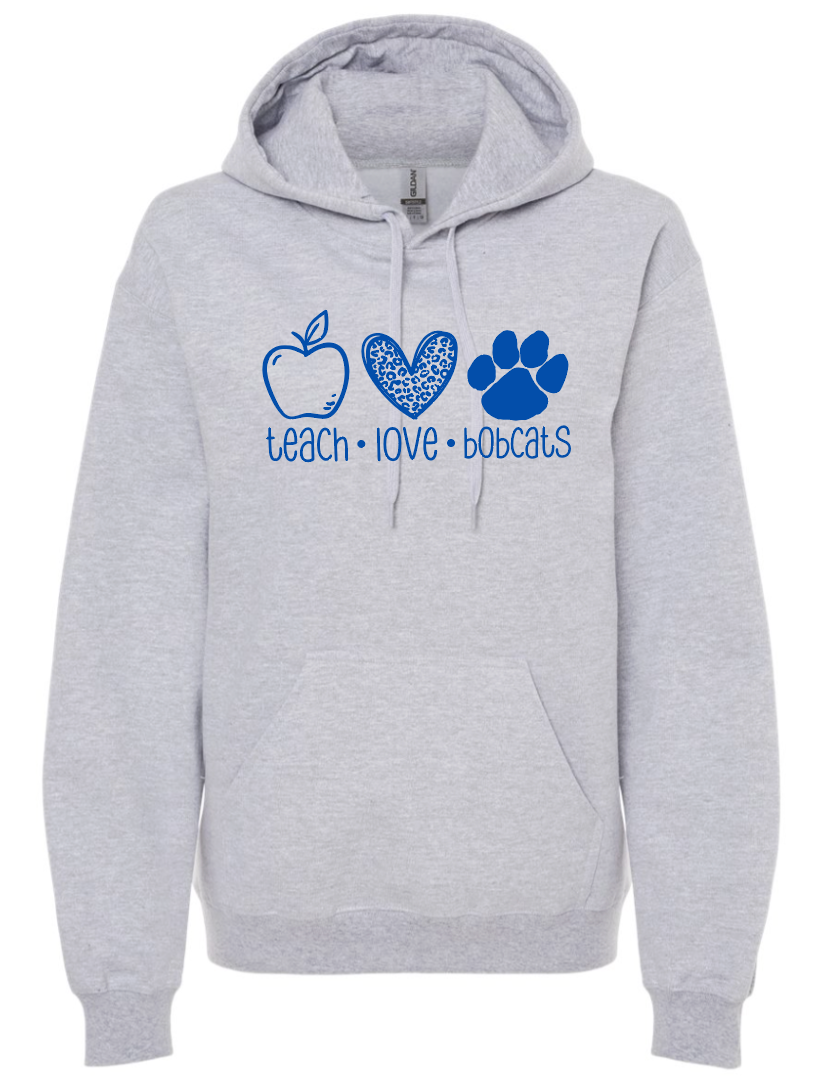 Teach Love Bobcats Sport Grey Hoodie